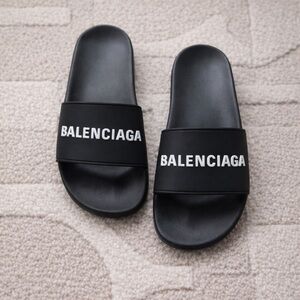 Balenciaga Logo Slides in Black